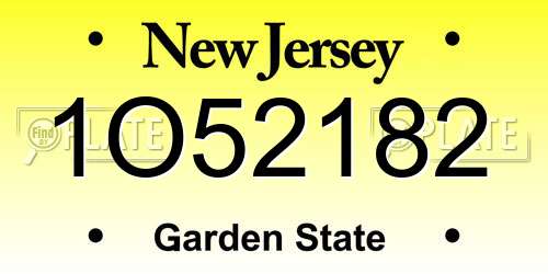 1O52182 New Jersey License Plate