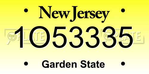 1O53335 New Jersey License Plate