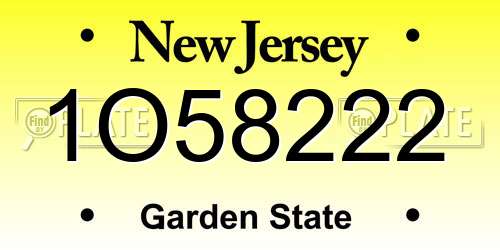 1O58222 New Jersey License Plate