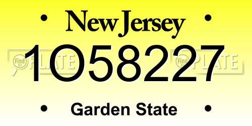 1O58227 New Jersey License Plate
