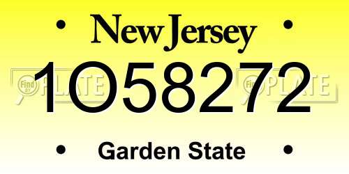 1O58272 New Jersey License Plate