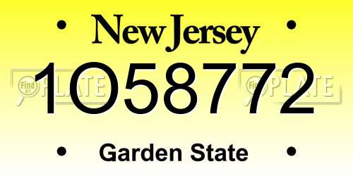 1O58772 New Jersey License Plate