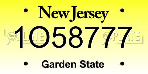 1O58777 New Jersey License Plate