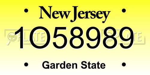 1O58989 New Jersey License Plate