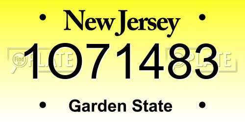1O71483 New Jersey License Plate