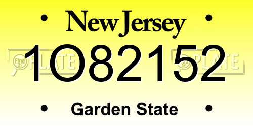 1O82152 New Jersey License Plate