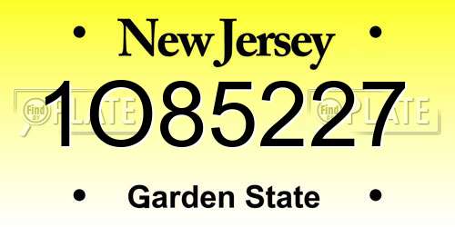1O85227 New Jersey License Plate