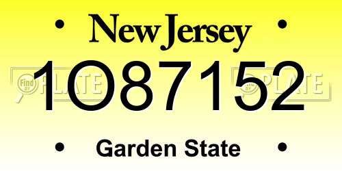 1O87152 New Jersey License Plate