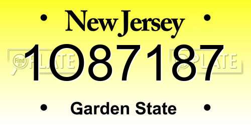 1O87187 New Jersey License Plate