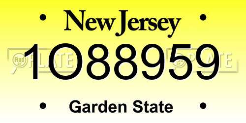 1O88959 New Jersey License Plate