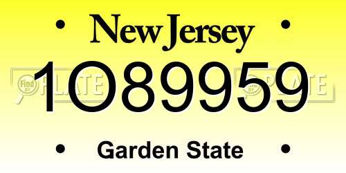 1O89959 New Jersey License Plate