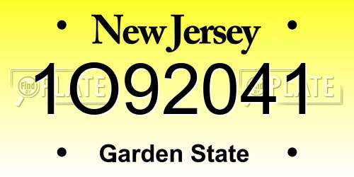 1O92041 New Jersey License Plate