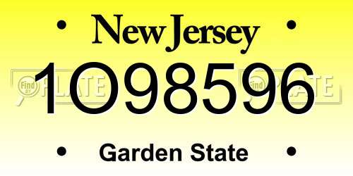 1O98596 New Jersey License Plate