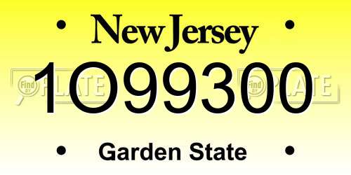1O99300 New Jersey License Plate
