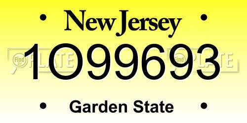 1O99693 New Jersey License Plate