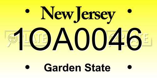1OA0046 New Jersey License Plate