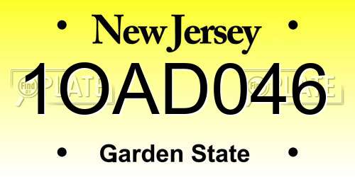 1OAD046 New Jersey License Plate