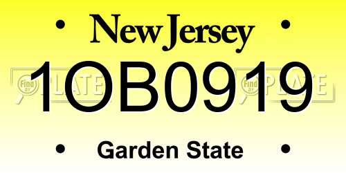 1OB0919 New Jersey License Plate