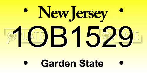 1OB1529 New Jersey License Plate