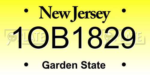 1OB1829 New Jersey License Plate