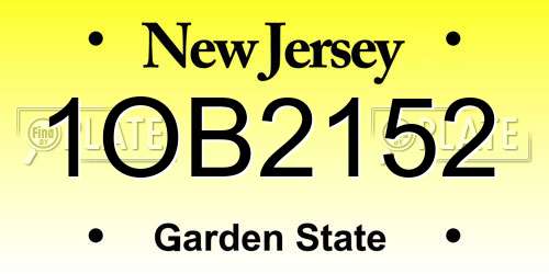 1OB2152 New Jersey License Plate