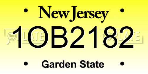 1OB2182 New Jersey License Plate