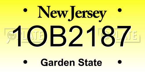 1OB2187 New Jersey License Plate
