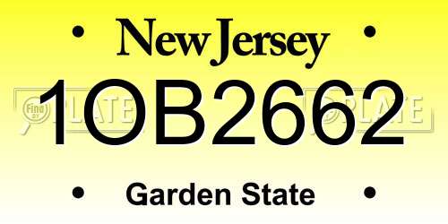1OB2662 New Jersey License Plate