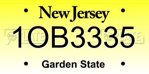 1OB3335 New Jersey License Plate