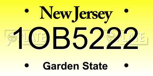 1OB5222 New Jersey License Plate