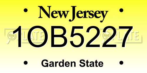 1OB5227 New Jersey License Plate