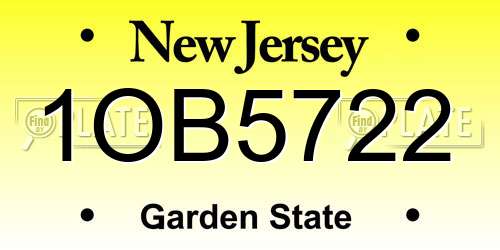 1OB5722 New Jersey License Plate