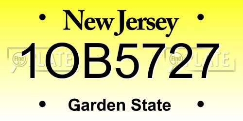 1OB5727 New Jersey License Plate