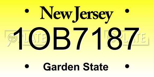 1OB7187 New Jersey License Plate