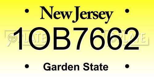 1OB7662 New Jersey License Plate