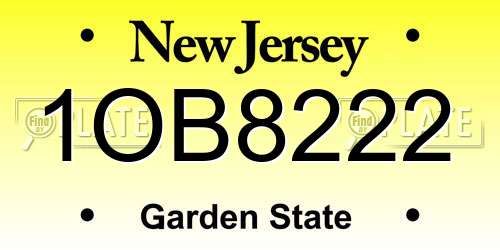 1OB8222 New Jersey License Plate