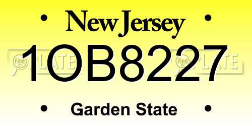 1OB8227 New Jersey License Plate