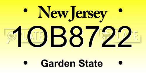 1OB8722 New Jersey License Plate
