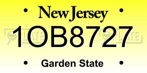 1OB8727 New Jersey License Plate