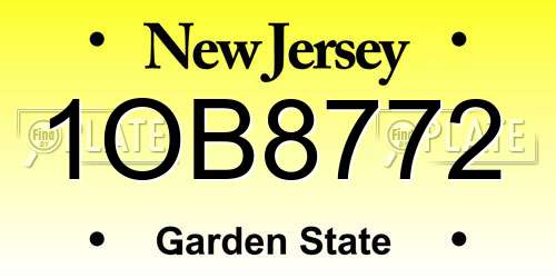 1OB8772 New Jersey License Plate