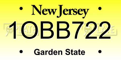 1OBB722 New Jersey License Plate