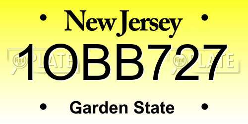 1OBB727 New Jersey License Plate