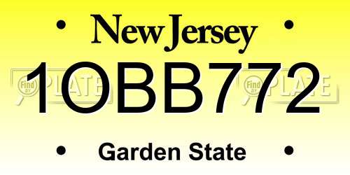 1OBB772 New Jersey License Plate