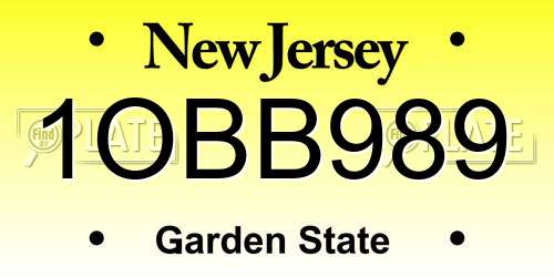 1OBB989 New Jersey License Plate