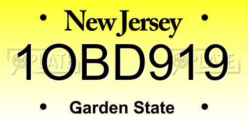 1OBD919 New Jersey License Plate