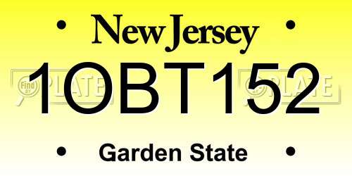 1OBT152 New Jersey License Plate