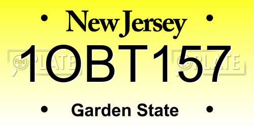 1OBT157 New Jersey License Plate