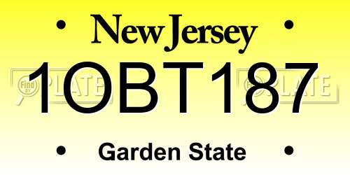 1OBT187 New Jersey License Plate