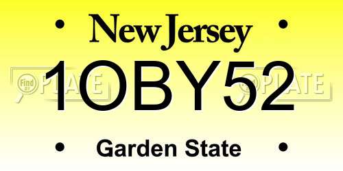 1OBY52 New Jersey License Plate