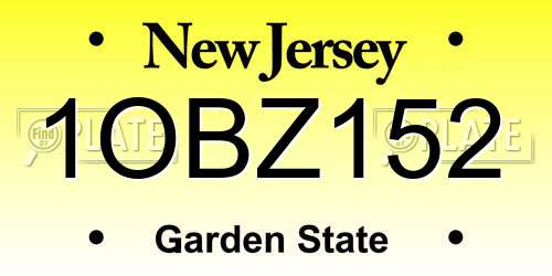 1OBZ152 New Jersey License Plate